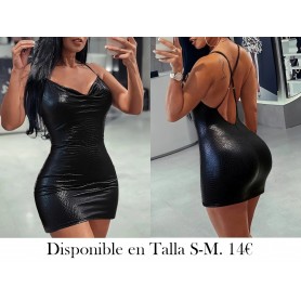 Vestido sin mangas con cuello en V VESTIDO NEGRO