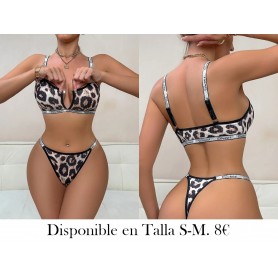 Conjunto de Sujetador con Estampado lenceria Leopardo