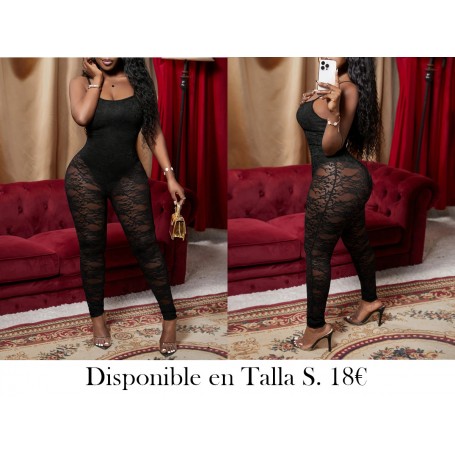 Mono de Encaje y Elegante para Mujeres ENTERIZO NEGRO