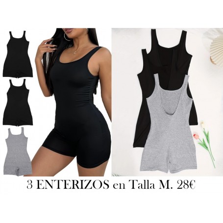 3pcs Elegantes Monos de Tirantes 3 ENTERIZOS