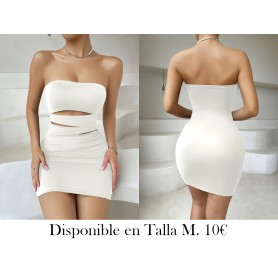 Vestido tubo sin espalda y delgado VESTIDO BLANCO STRAPLESS