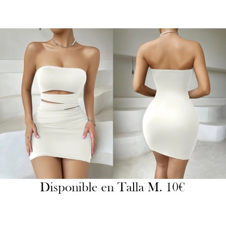Vestido tubo sin espalda y delgado VESTIDO BLANCO STRAPLESS