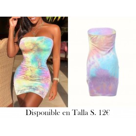 Vestido Mini Ajustado Sin Tirantes Tie-Dye VESTIDO COLORES