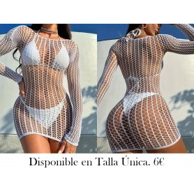 Vestido de playa sexy de malla VESTIDO MALLA BLANCA