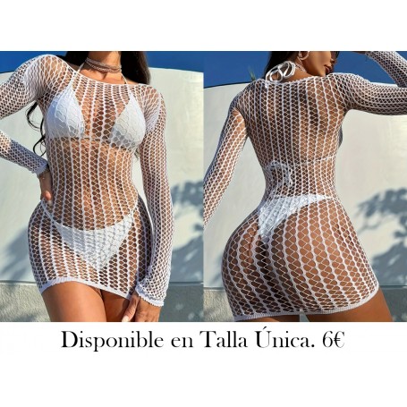 Vestido de playa sexy de malla VESTIDO MALLA BLANCA