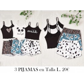 3 Juegos de Pijama 3 PIJAMAS PANDA LEOPARDO VACA