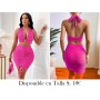 Conjunto de Falda Midi con Cuello Halter Fruncido CONJUNTO FUSCIA