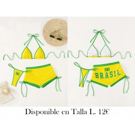 Conjunto de bikini femenino QVR 3 piezas BIKINI BRASIL VERDE