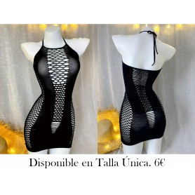 Vestido ajustado de malla negra sexy VESTIDO MALLA NEGRA