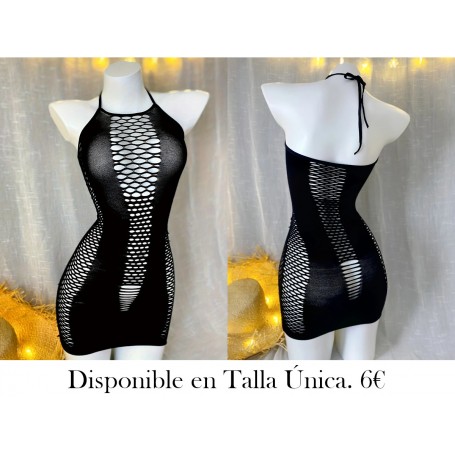 Vestido ajustado de malla negra sexy VESTIDO MALLA NEGRA