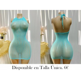1 vestido ajustado de red de peces VESTIDO MALLA AZUL