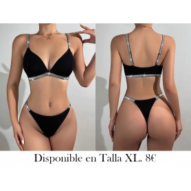 Conjunto de Bikini de Viscosa Elegante LENCERIA NEGRA