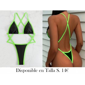 Traje de baño de una pieza de neón LENCERIA VERDE BIKINI VERDE