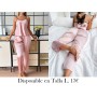 Conjunto de Pijama con Camisola de Cuello Redondo PIJAMA ROSA LARGA