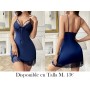Vestido ajustado con cuello en V sexy VESTIDO LENCERIA AZUL