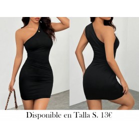 Elegante vestido ajustado de un solo hombro VESTIDO NEGRO