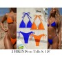 Conjunto de Bikini Europeo Triángulo de Color Sólido 2 BIKINIS AZUL Y NARANJA
