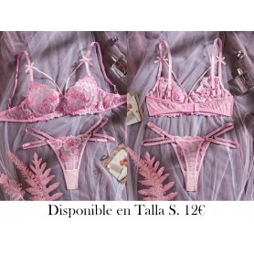 Llegada reciente! Conjunto de sujetadores florales LENCERIA ROSA