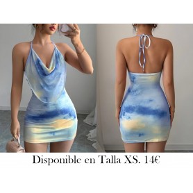 Vestido mini elegante con cuello halter VESTIDO DEGRADADO FRENTE HOLGADO