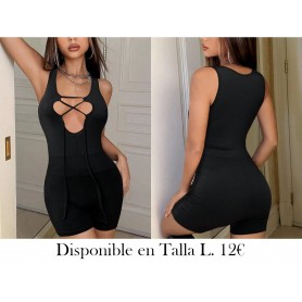 Mono ajustado minimalista sin mangas ENTERIZO NEGRO