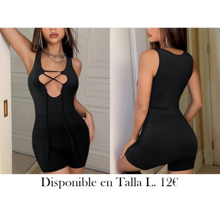 Mono ajustado minimalista sin mangas ENTERIZO NEGRO