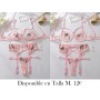 Conjunto de Tres Piezas de Ropa Interior de Malla LENCERIA ROSA