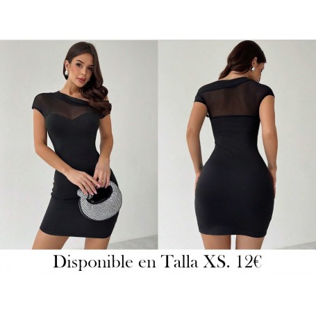 Nuevo vestido negro elegante y sexy con parches VESTIDO NEGRO