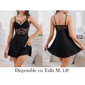 Camisón de Encaje Sexy para Mujer LENCERIA NEGRA