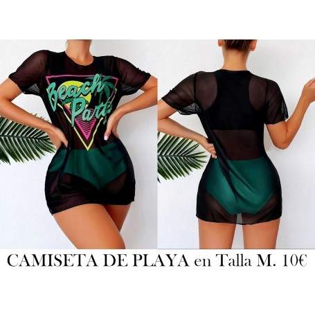 Camiseta Elegante de Playa Tropical camiseta de playa lenceria negra