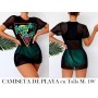 Camiseta Elegante de Playa Tropical camiseta de playa lenceria negra