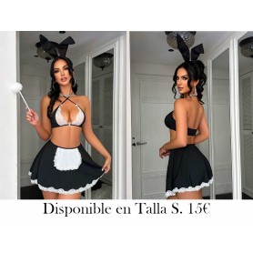Fantasy Costume Conjunto de disfraz de chica conejita sexy (Top, Falda, Tocado) TRAJE CONEJA MUCAMA