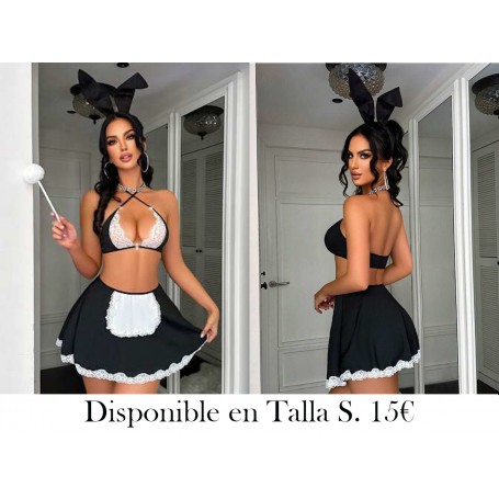 Fantasy Costume Conjunto de disfraz de chica conejita sexy (Top, Falda, Tocado) TRAJE CONEJA MUCAMA