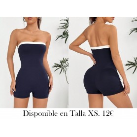 Mono apretado de hombros descubiertos, azul grisáceo