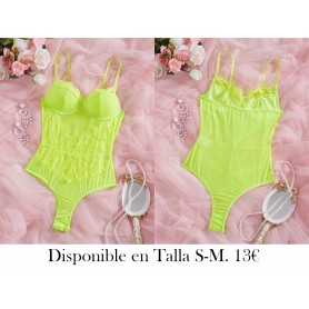 Body de encaje rosa sexy con diseño LENCERIA VERDE BODY