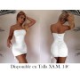 1pc Elegante Vestido de Poliéster VESTIDO BLANCO STRAPLESS