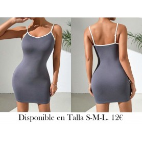 Vestido Casual Simple Con Tirantes Ajustados VESTIDO GRIS