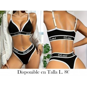 1pc Conjunto de Sujetador y Bragas LENCERIA NEGRA SWEET