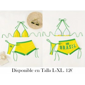 Conjunto de bikini femenino QVR 3 piezas BIKINI BRASIL VERDE
