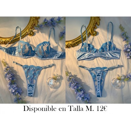 Primavera y verano conjunto de ropa interior CONJUNTO LENCERIA AZUL