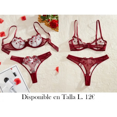 Conjunto de lencería sexy, sujetador y braguitas CONJUNTO LENCERIA VINO