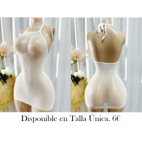 1 Juego de Vestido Ajustado Sexy con Mangas VESTIDO MALLA BLANCA