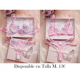 Conjunto de 2 piezas de ropa interior para mujer CONJUNTO LENCERIA ROSA