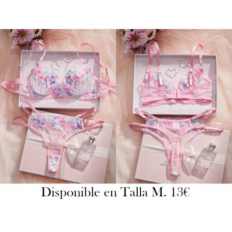 Conjunto de 2 piezas de ropa interior para mujer CONJUNTO LENCERIA ROSA