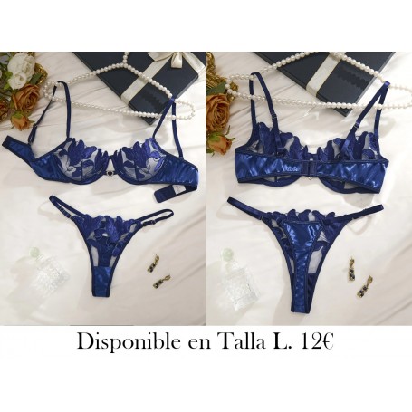 Conjunto de 2 piezas de lencería elegante CONJUNTO LENCERIA AZUL