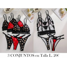 3 conjuntos de sujetadores 3 CONJUNTOS LENCERIA