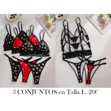 3 conjuntos de sujetadores 3 CONJUNTOS LENCERIA