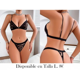 1pz Sujetador Elegante para Mujer CONJUNTO LENCERIA LEOPARDO