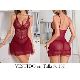 Vestido de tirantes rojo sexy VESTIDO LENCERIA VINO