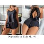 Conjunto de Camisola Sin Espalda CONJUNTO PIJAMA NEGRA