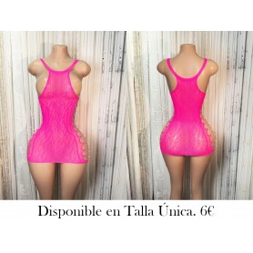 Vestido de malla ajustado con huecos VESTIDO MALLA FUSCIA